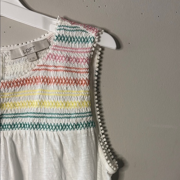 LOFT White and Pink Tank Top with Round Neckline - Picture 3 of 9